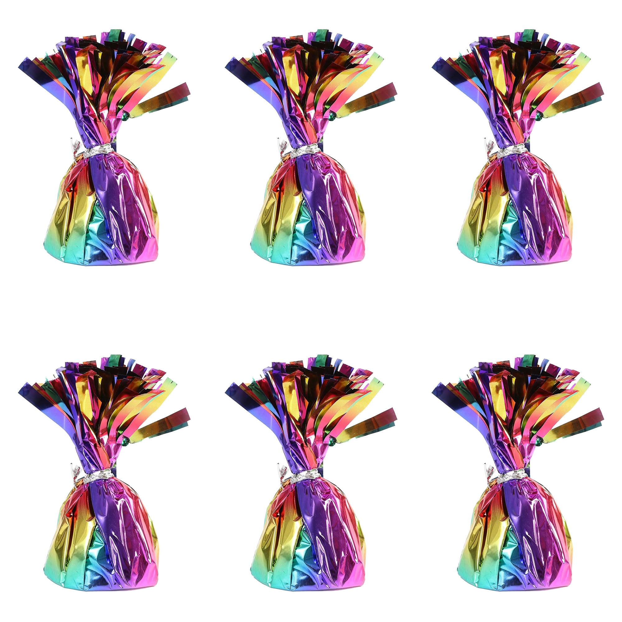 Foil Balloon Weights for Helium Balloons in Tie Dye Foil - 6x 160g Heavy Balloon Weights Birthday Party Wedding Celebration Décor with Tassles