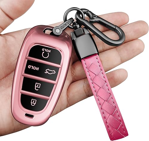 Sindeda Funda para llavero Hyundai con llavero suave de protección completa, funda para llave compatible con Sonata Tucson 2019 2020 2021 2022