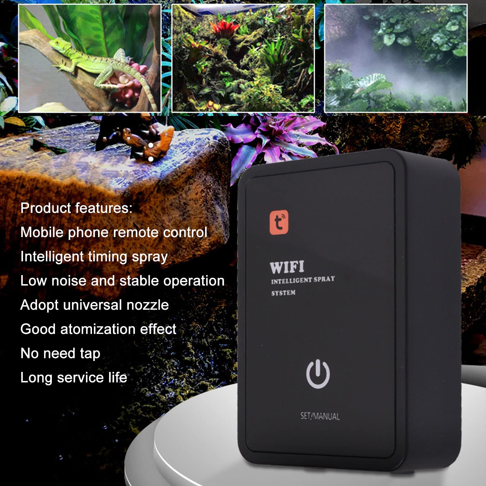 Bewinner Umidificatore per Rettili, di Nebulizzazione per Terrari per Rettili, Nebulizzatore Automatico per Terrari per Anfibi Tartaruga Lucertola