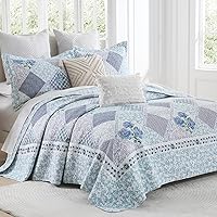 Vista 2 de Finlonte Cubrecama extra grande de 120x120 pulgadas - 100% algodón, cubrecama California King, colcha extra grande, colcha de retazos de granja