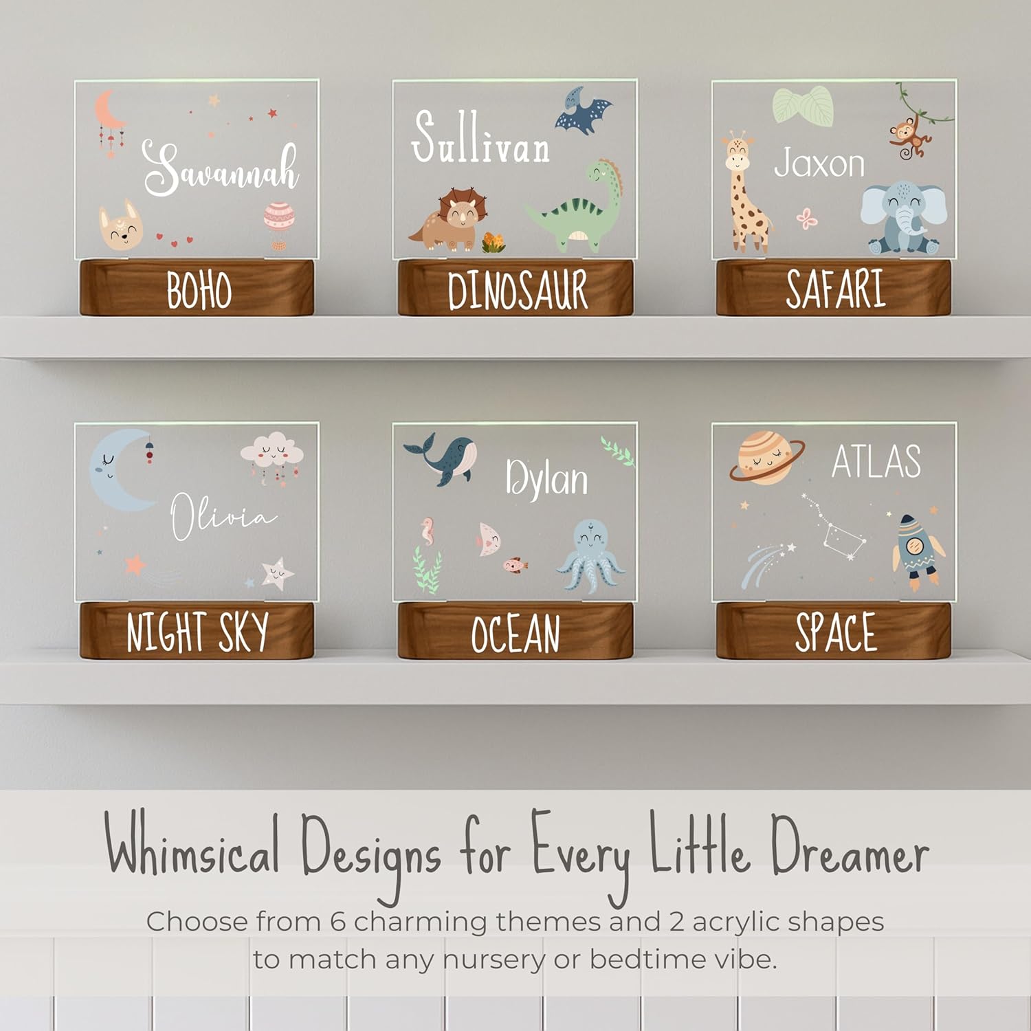 Space Night Light for Kids | Personalized Baby Night Light for Boys with Rocket, Stars | Custom Name Space Nursery Decor, Plug-in LED Nightlight | Custom Baby Shower Gifts for Newborns, Toddlers
