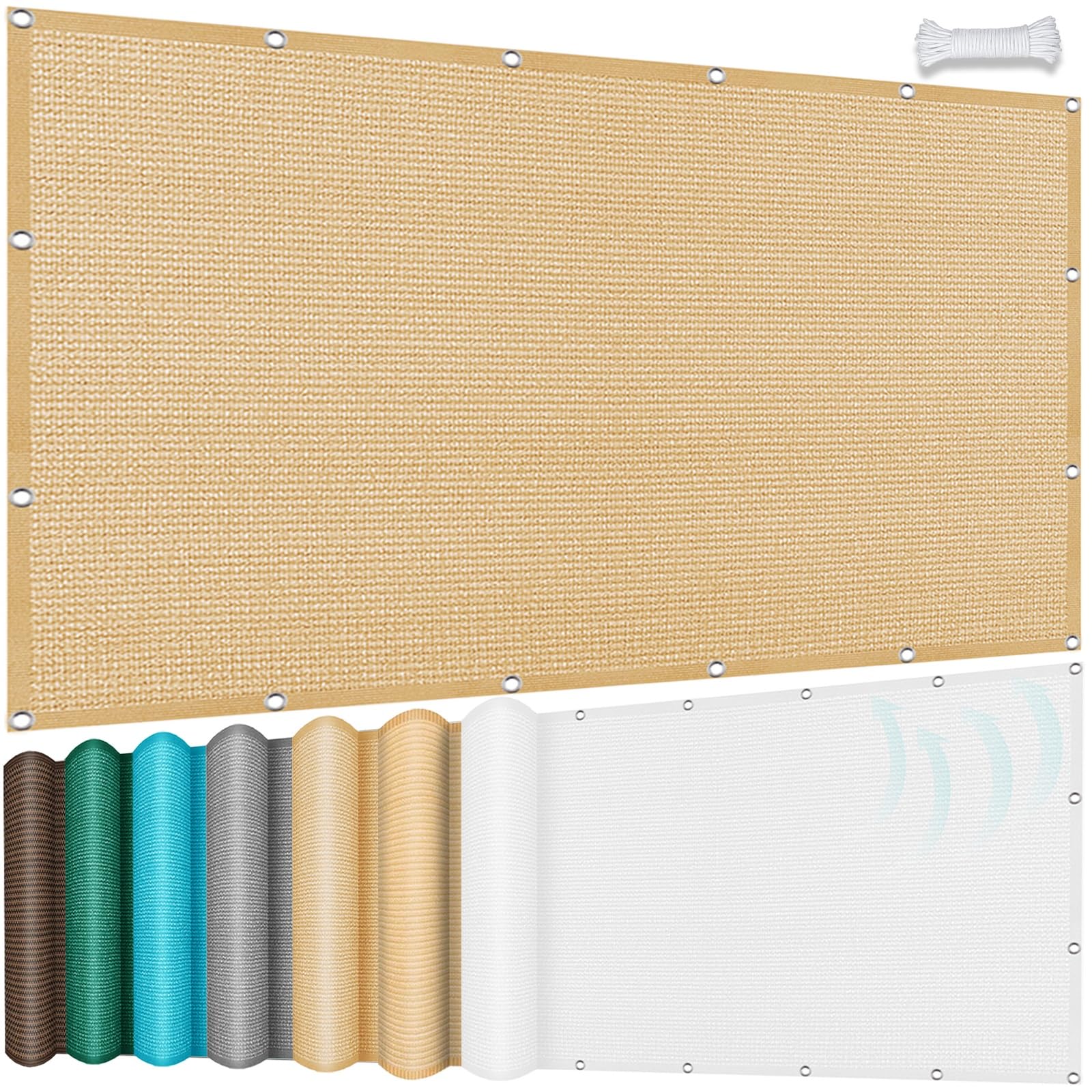 Toile ombrage 2 x 2.7 m sable pour la protection solaire et vent du jardin