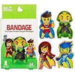 BioSwiss Bandages, Super Healers Superhero Shaped Self Adhesive Bandage Set, Latex Free, Sterile Wound Care, 24 Count