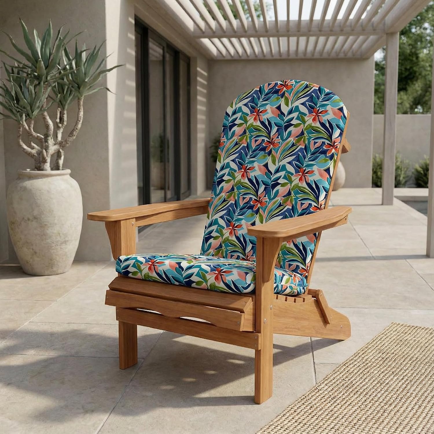 RSH DECOR: Foam Adirondack Chair Cushion | 48” x 20” x 2” | All-Weather Spun Fabric | Water and Fade-Resistant | Outdoor Cushion for Patio Furniture | Made in USA (SOMAP Multi)