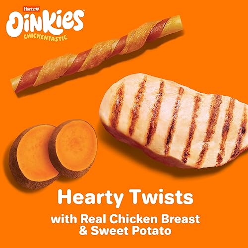 Miniatura 3 de Hartz Oinkies Chickentastic Hearty Twists - Golosinas para perros con pechuga de pollo real batata y cerdo ahumado de larga duración pero altamente