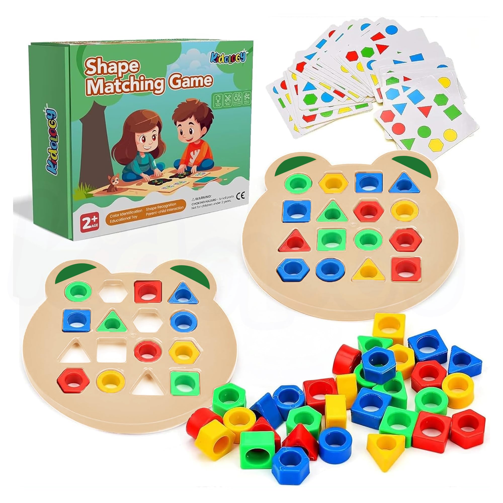 Kidology Geometric Shape and Color Matching Puzzle Board Game for Kids 3+ Years | Sensory Educational, Fun and Learning Toy for Children | Ideal for Gifting (Without Bell)