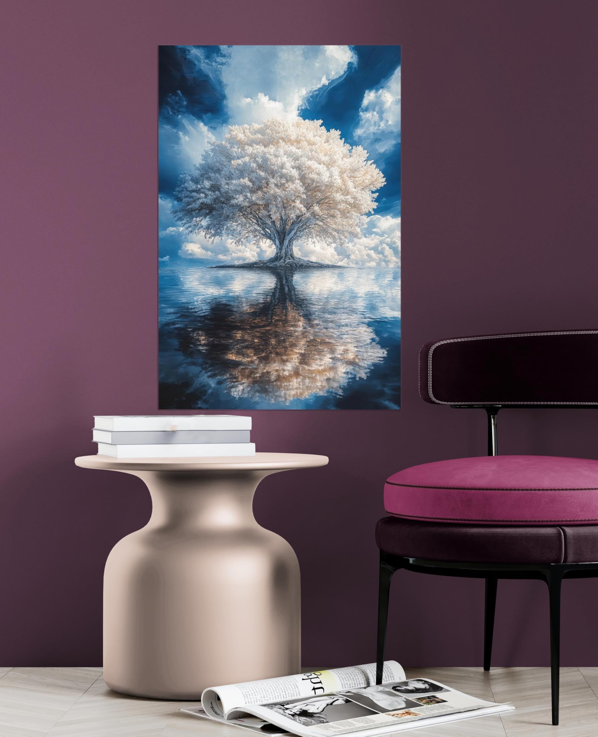 CAOXTART Plakat z drzewem życia, druk na płótnie, abstrakcyjne drzewo, obraz olejny, religijna sztuka ścienna, do salonu, dekoracja ścienna domu (20 x 30 cm/rama wewnętrzna)