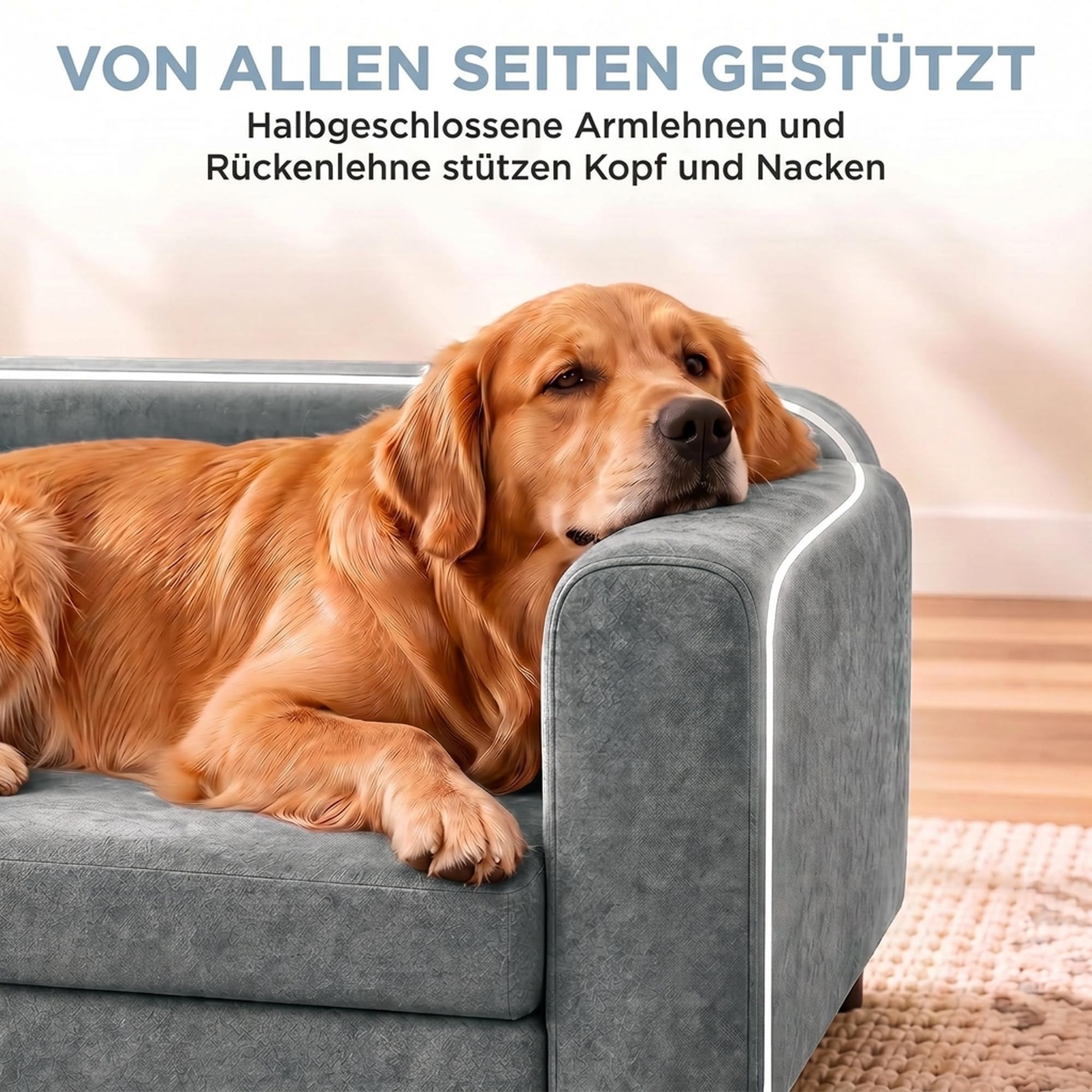 PawHut Hundesofa XL orthopädisches Hundebett mit Rückenlehne große Hunde