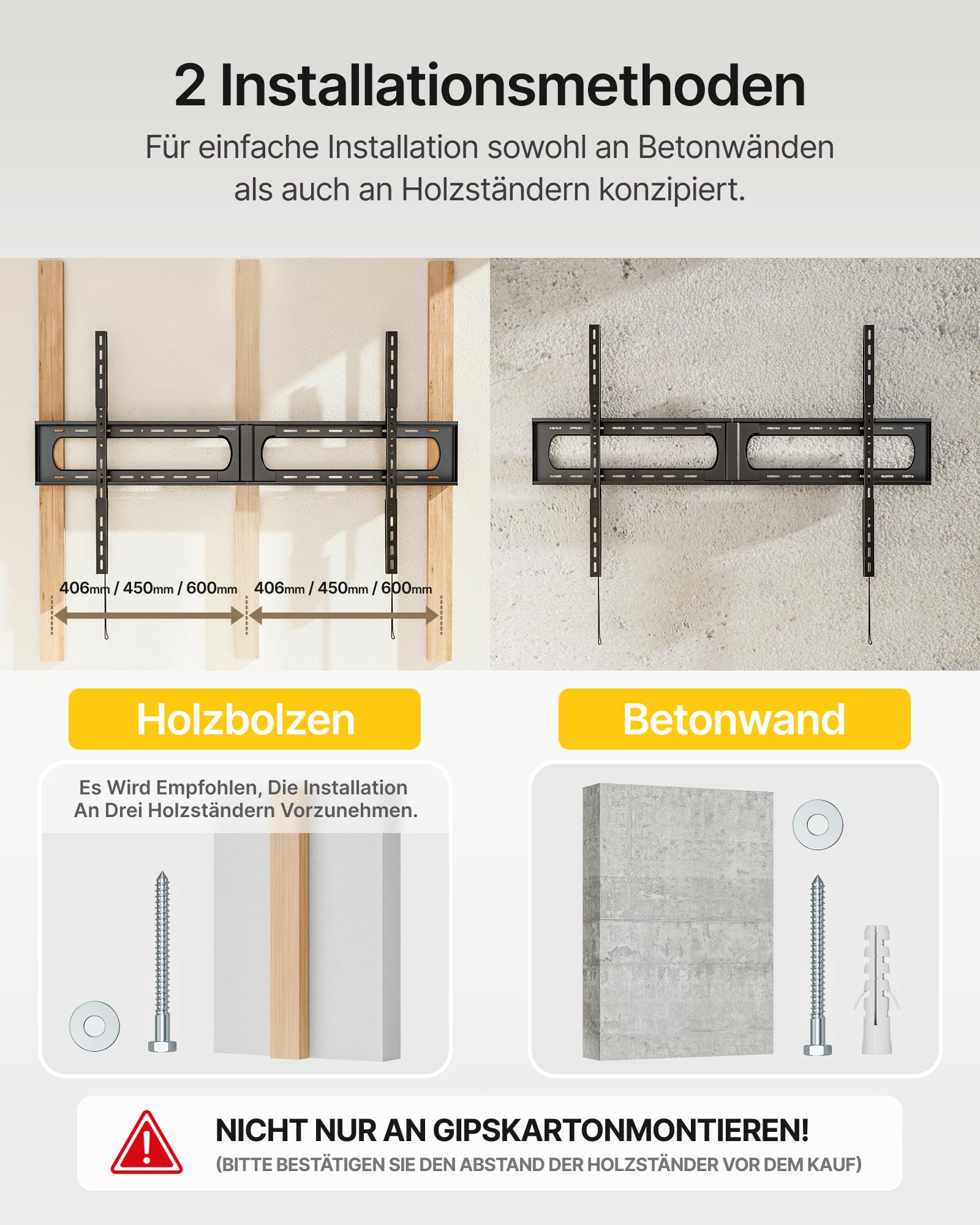 monTEK Soporte de Pared para TV 37-140 Pulgadas | Inclinable, Resistente hasta 136 kg, Perfil Ultra Delgado, VESA Máx 1200x800 mm, Apto para Pantallas Planas y Curvas
