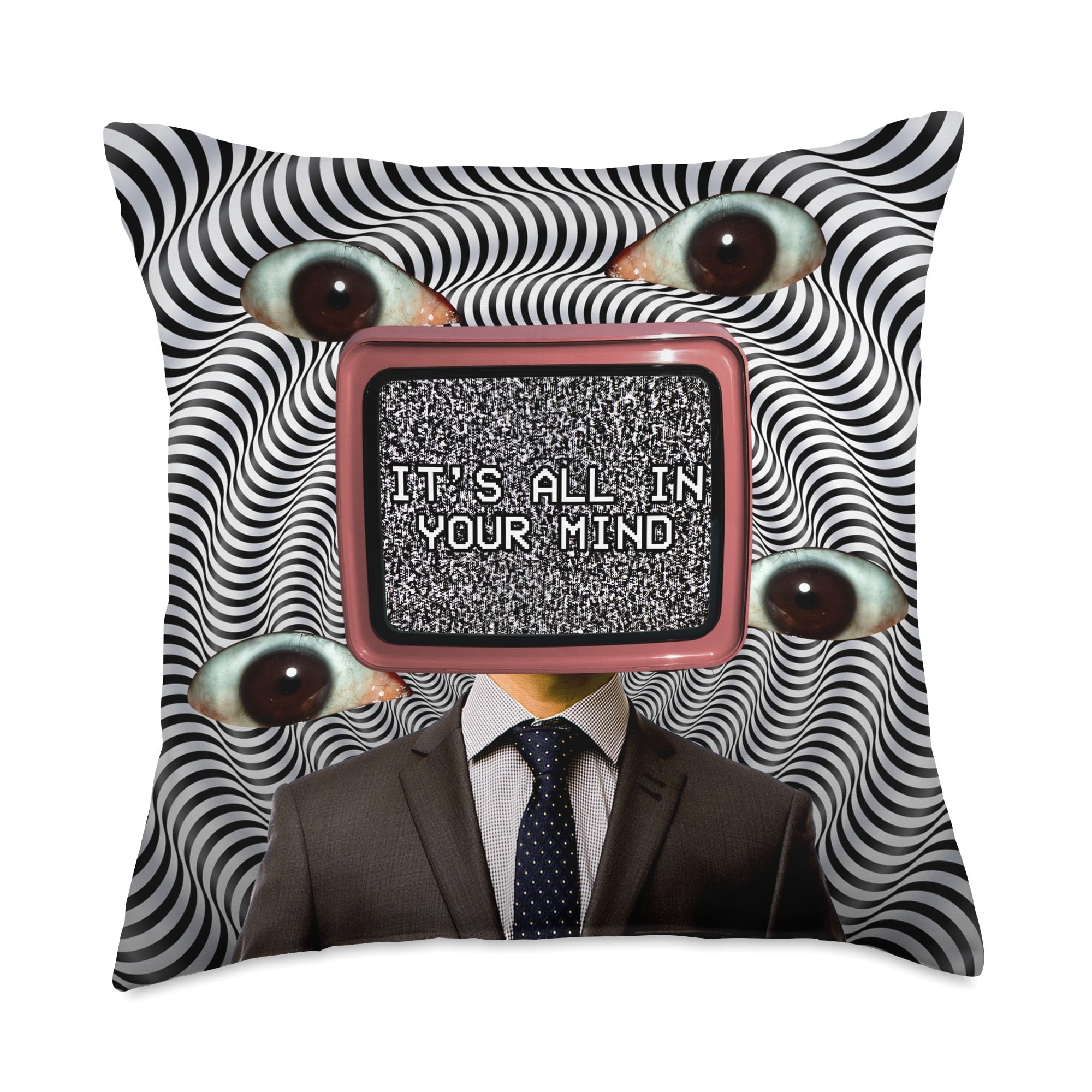 Weirdcore Aesthetic Weird Eyes Optical Illusion Oddcore Throw Pillow