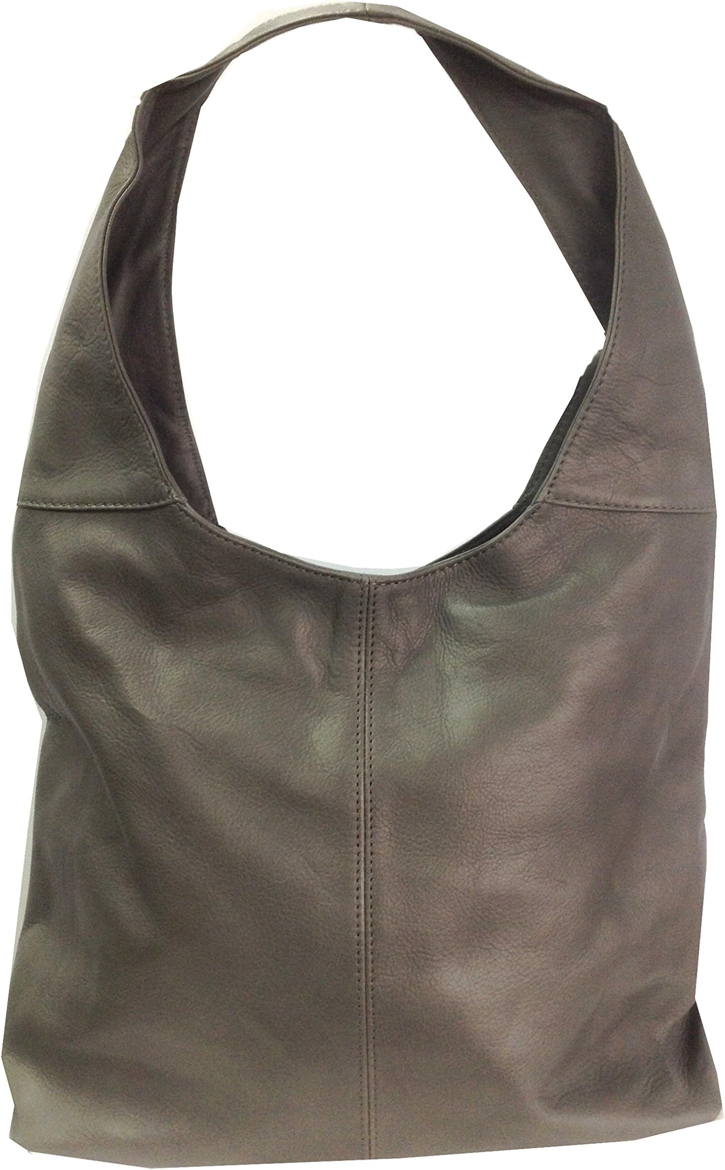 KIMANDJO Soft Italian Grey Leather Handbag, Shoulder Bag or Slouch Bag