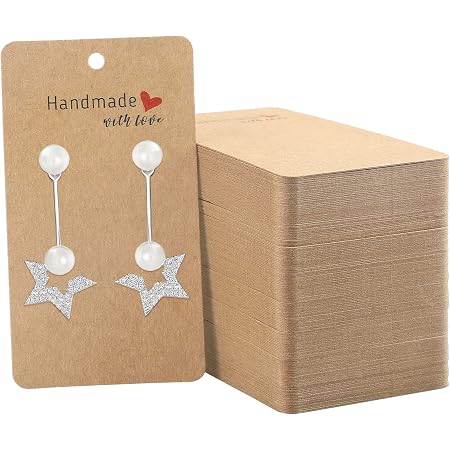Voarge Lot 100 Cartes Présentoirs Bijoux Kraft Avec Sachets Autocollants - Boucles D'Oreilles