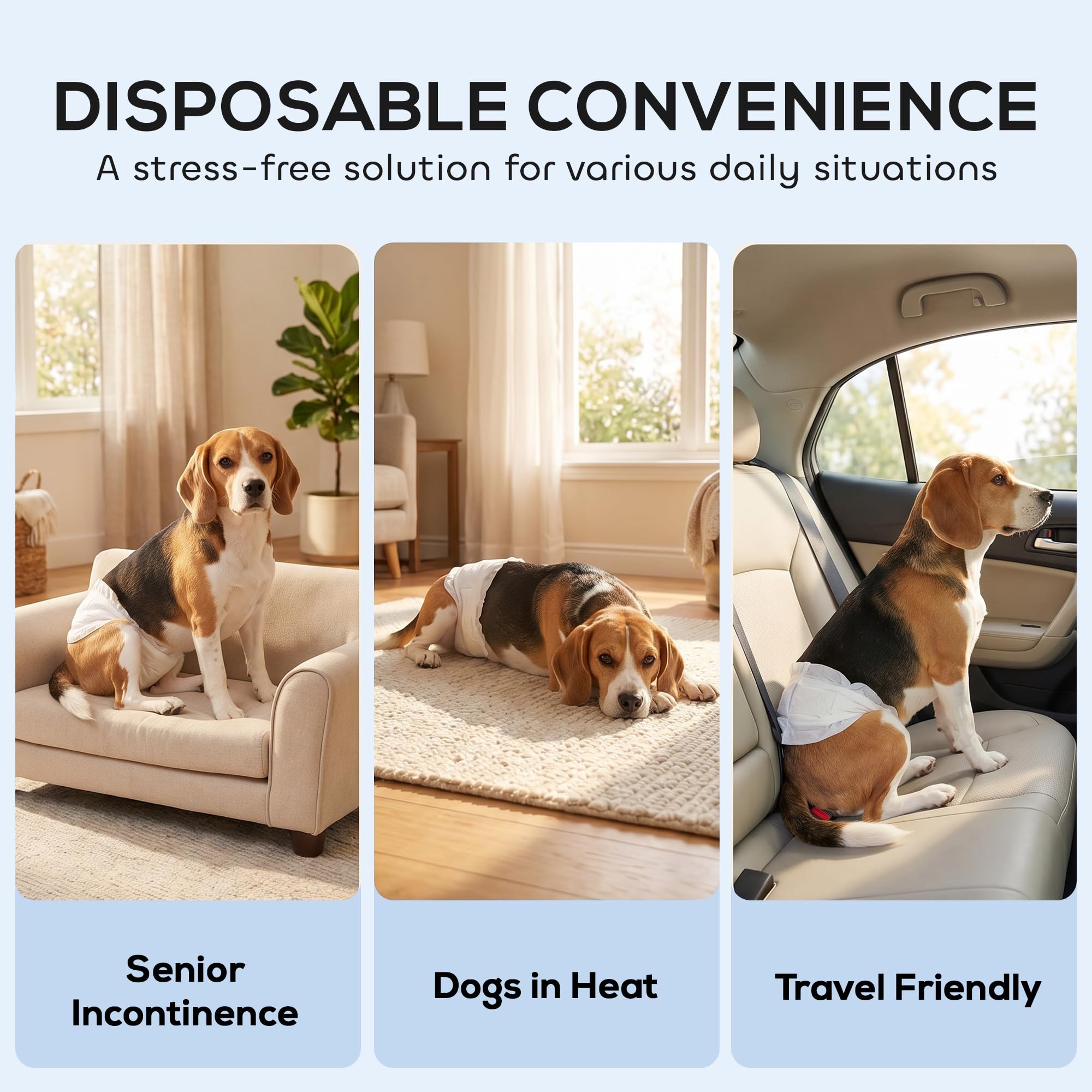 PawHut Pañales desechables para perros machos, 48 unidades absorbentes para perros, envolturas sanitarias para cachorros, bragas para incontinencia o micción y entrenamiento emocionales, L, 62-80 cm