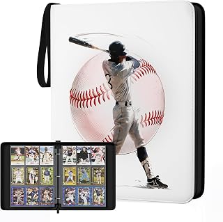 Kabinka 9 Pocket Baseball Card Binder, 900 Standard Cards Sports Card Binder with Zipper, Protective Trading Card Binder Collector Organizer for Baseball Sports Cards TCG (Baseball 1)