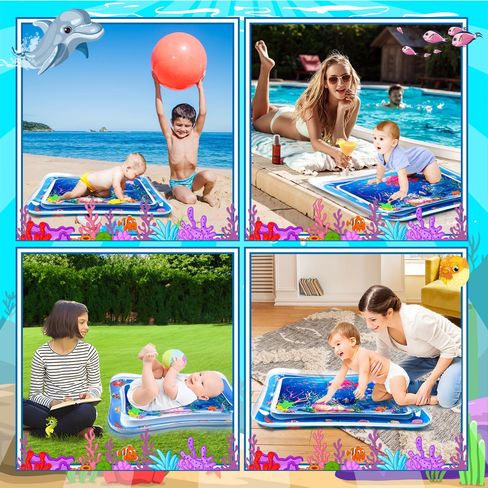 Tapis de Jeu Aquatique Gonflable Sans BPA pour Bébés 0-3 ans