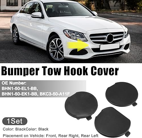 Miniatura 2 de ACROPIX Tapa de gancho de remolque para parachoques delantero y trasero para Mazda 3 2014-2018, paquete de 3, color negro