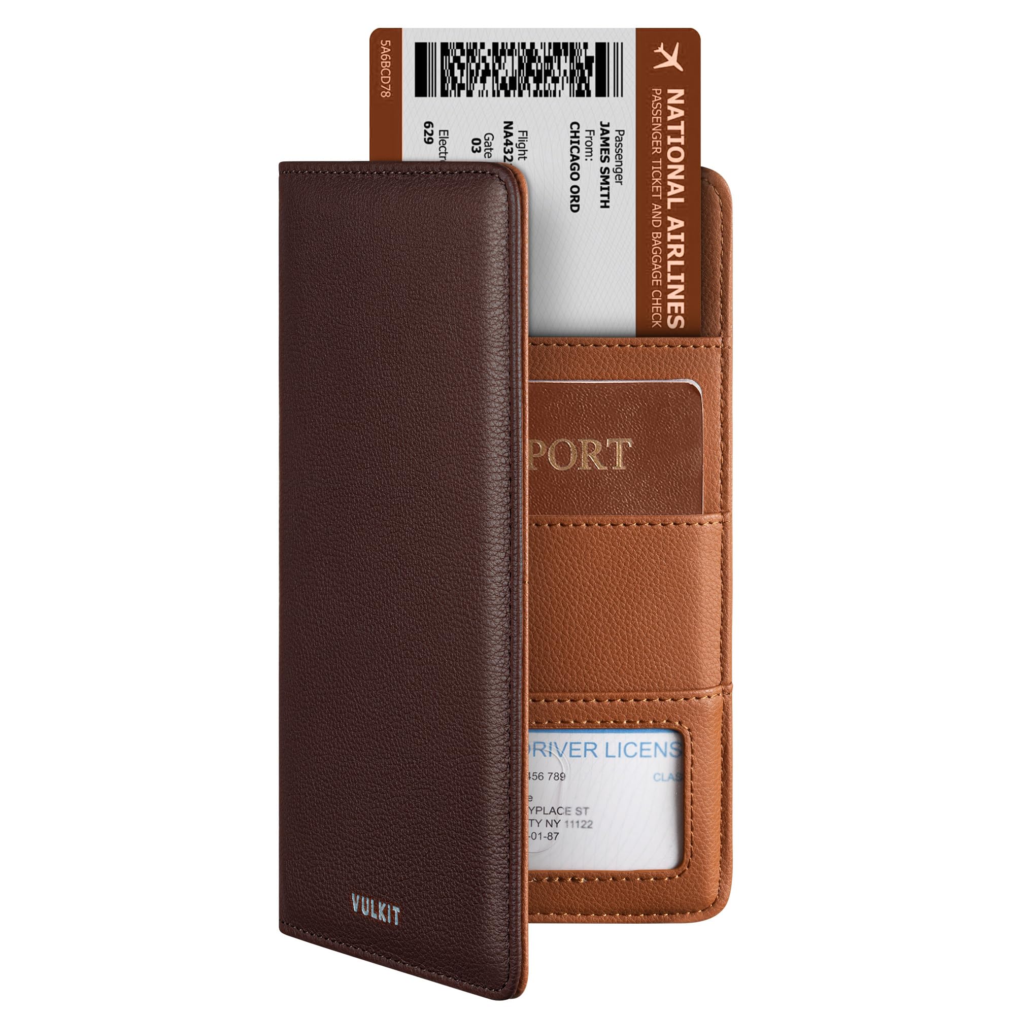 VULKIT Passport Wallet for Travel RFID Blocking Premium Leather