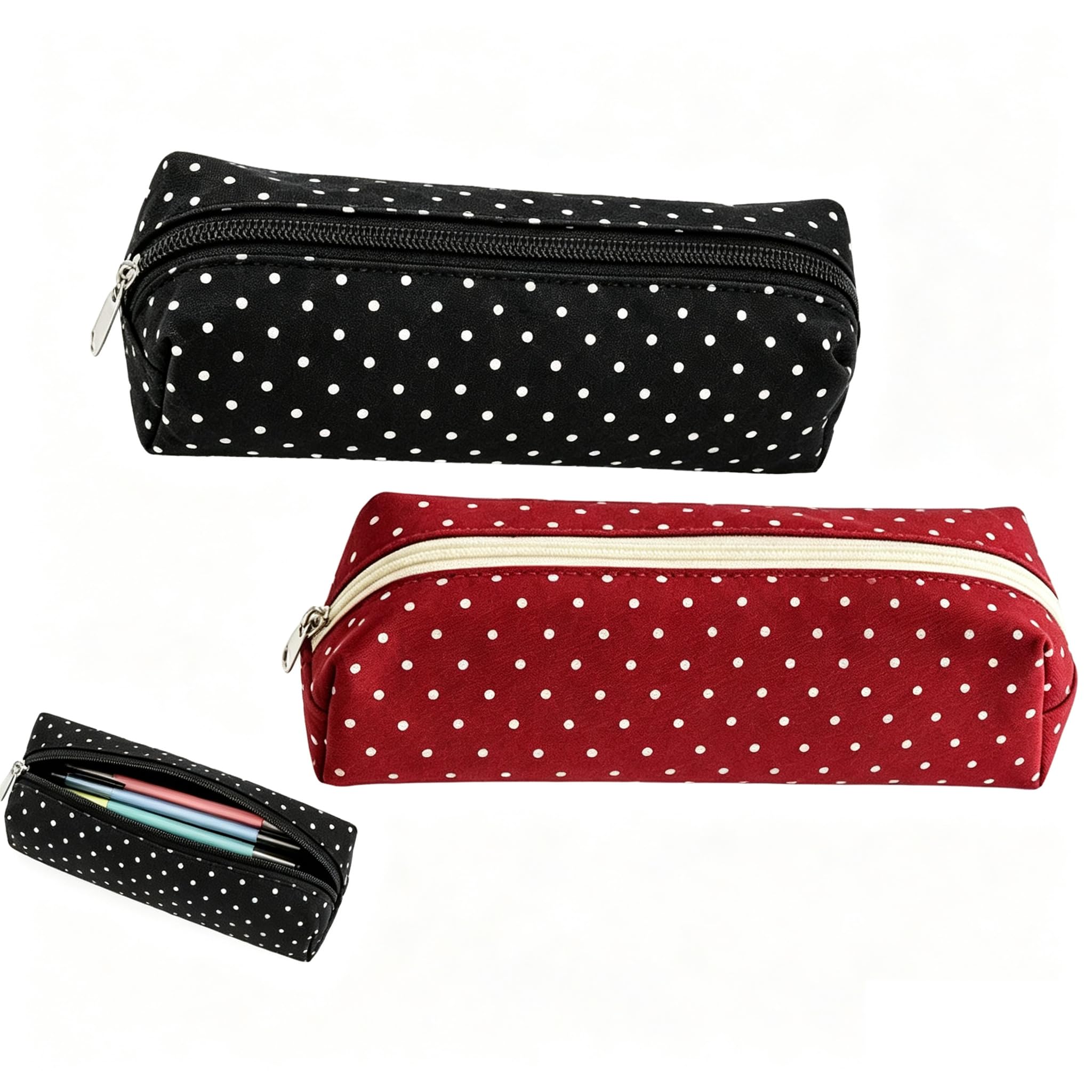 Polka Dot Pencil Case, Cute Black and White Polk Pencil Case for Girls