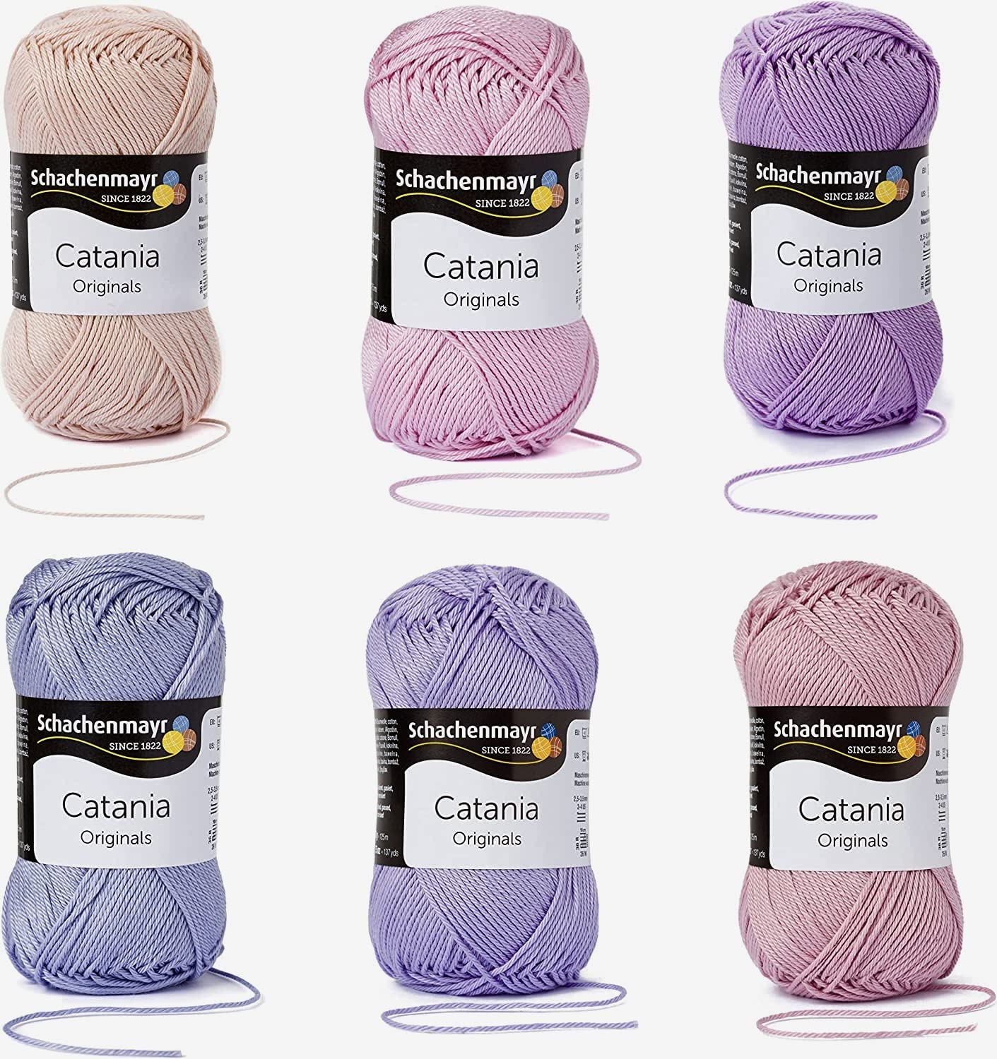 6 Balls of Schachenmayr Catania Originals Yarn, Mercerised Cotton Amigurumi Yarn