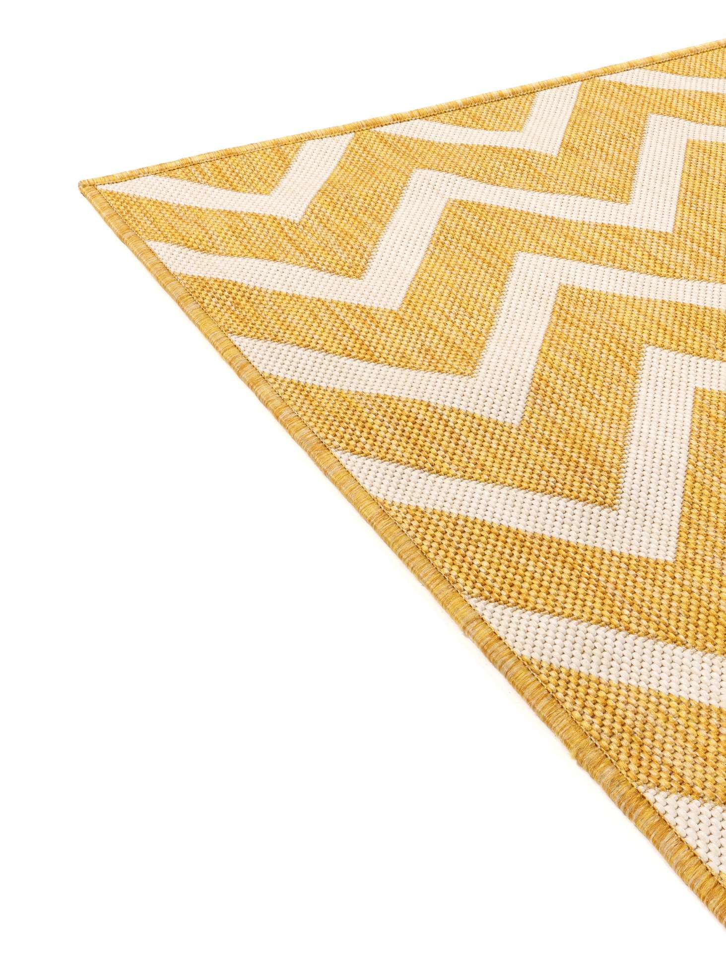 RugVista Capri In & Outdoor-Teppich, Rechteckig, 80 x 300 cm, Gelb | Moderne, Mittlerer Stapel, Nur Handwäsche, Oeko-Tex 100, UV-beständig, Küche, Diele, Patio