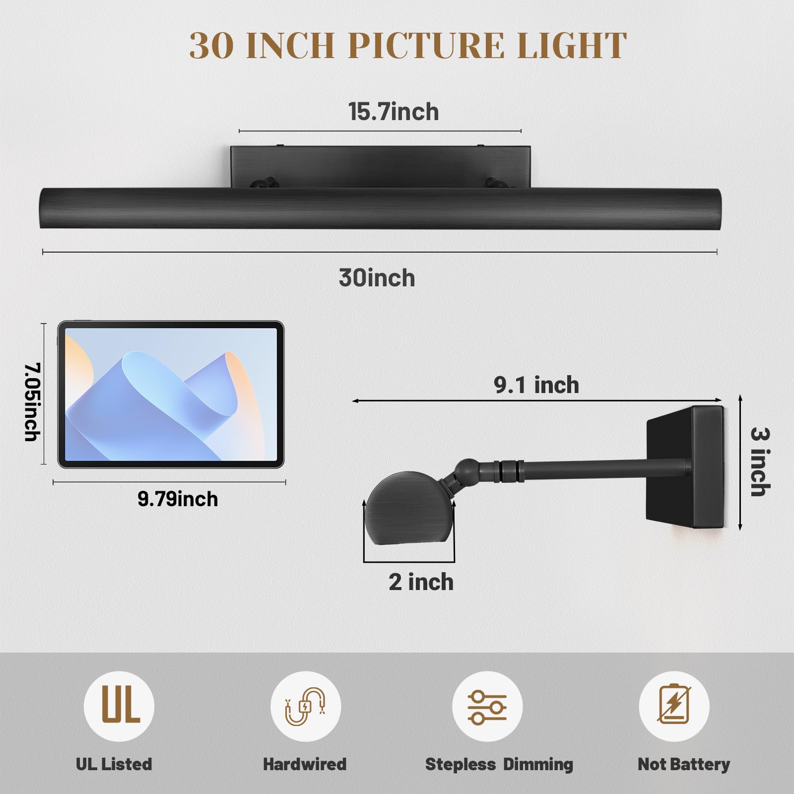 Luz de imagen cableada con diseño ajustable para iluminación de arte de pared