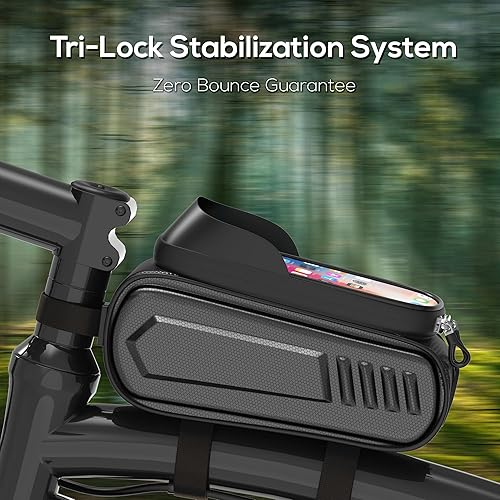 Miniatura 5 de VARUN Bolsa para marco de bicicleta con ventana táctil, bolsa de tubo impermeable para teléfono, bolsa de almacenamiento de tubo superior a prueba