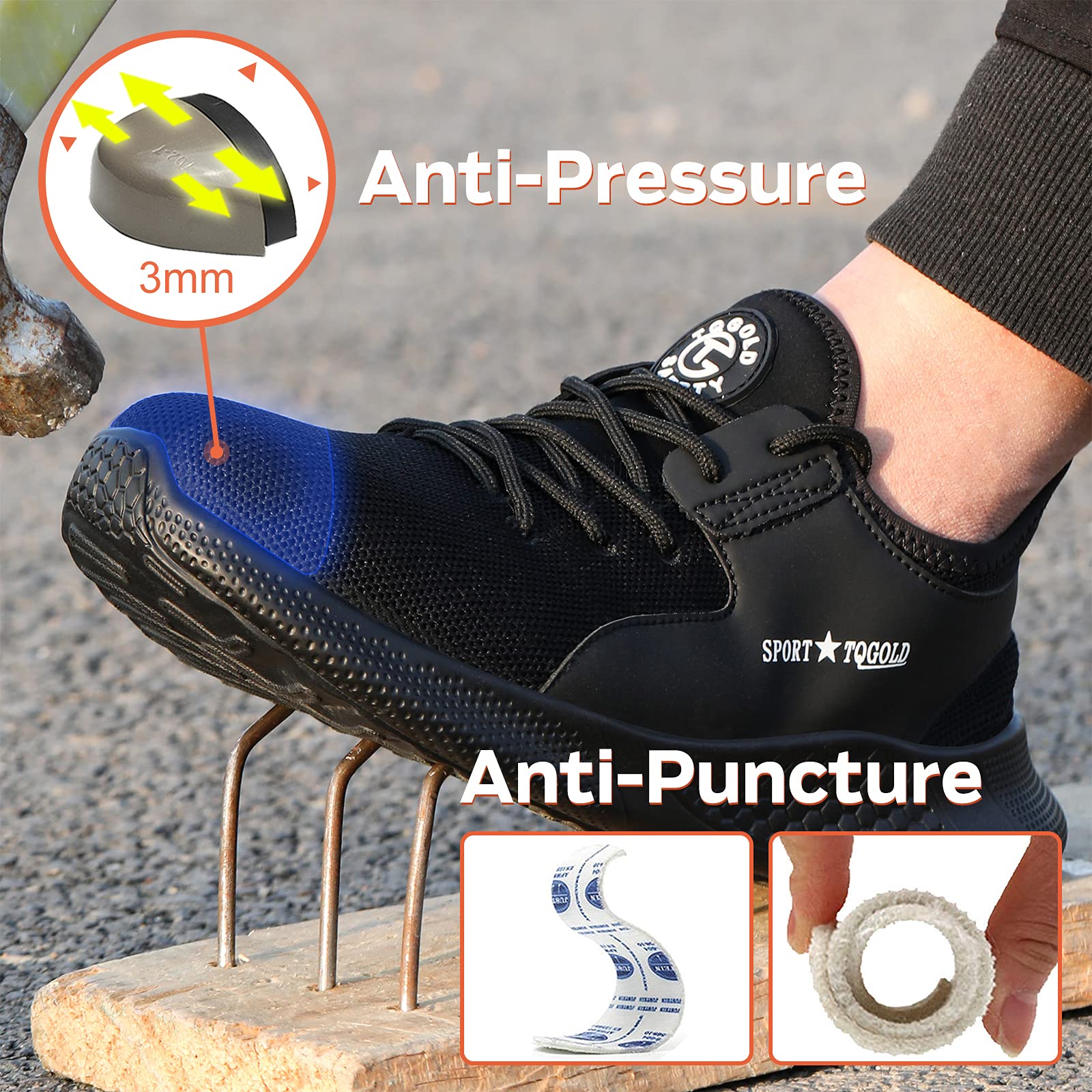 AONETIGER Scarpe Antinfortunistica Uomo Scarpe Antinfortunistiche Donna Scarpe da Lavoro Protettive Traspiranti Estive