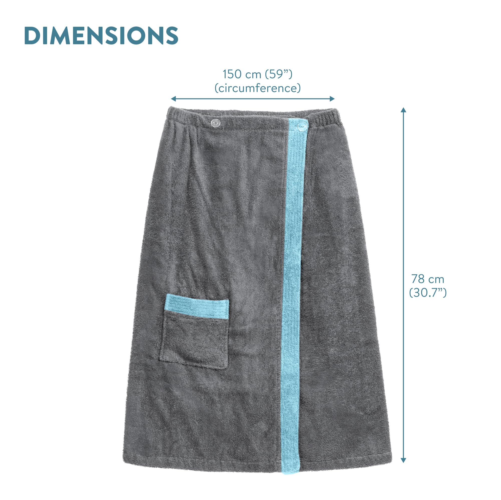 JEMIDI Kilt do sauny frotte, sarong, M-XXL, damski, 100% bawełna, kilt do sauny, ręcznik do sauny (damski, szary/miętowy)