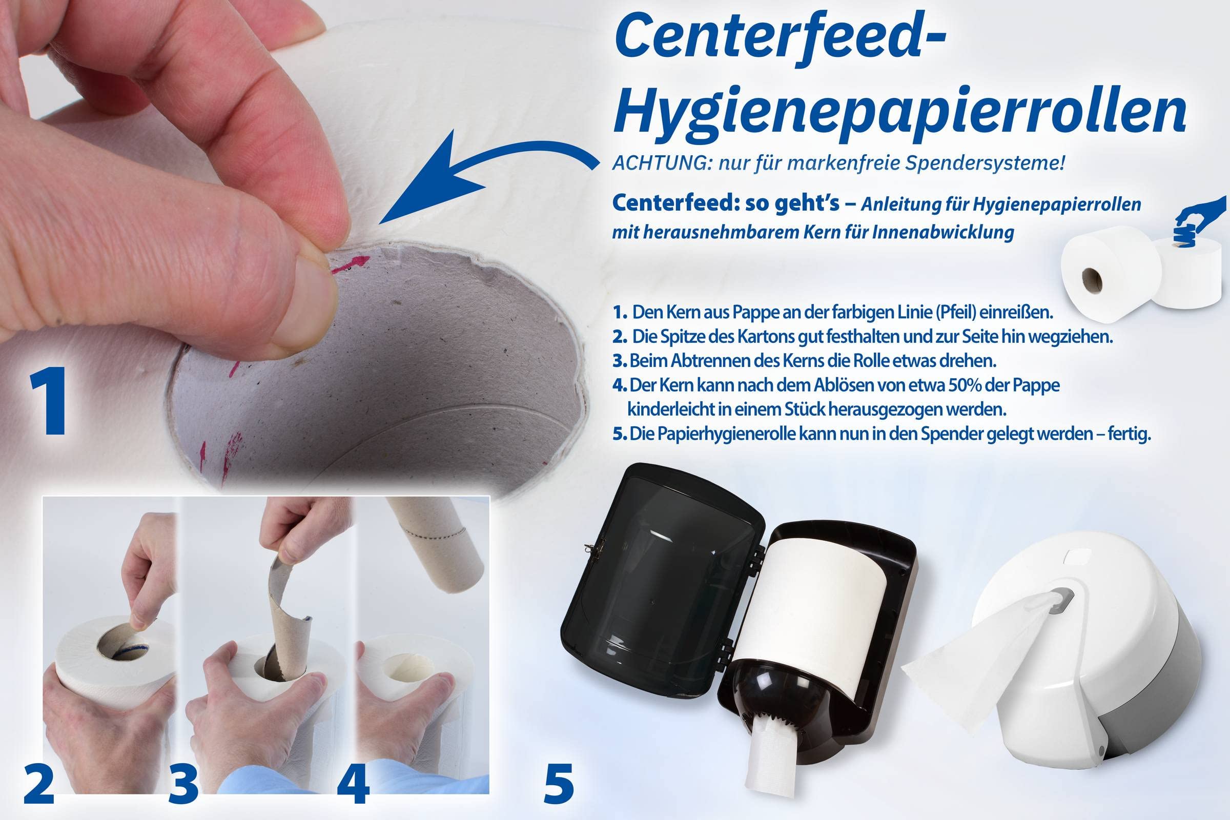 Hypafol Handtuchrolle aus Zellstoff | 2-lagig, 6 Rollen, hochweiß,20 x 23,5 cm, Ø19 cm |mit bequemer Innen- und Außenabwicklung - Perfekt für Sauberkeit und Hygiene!