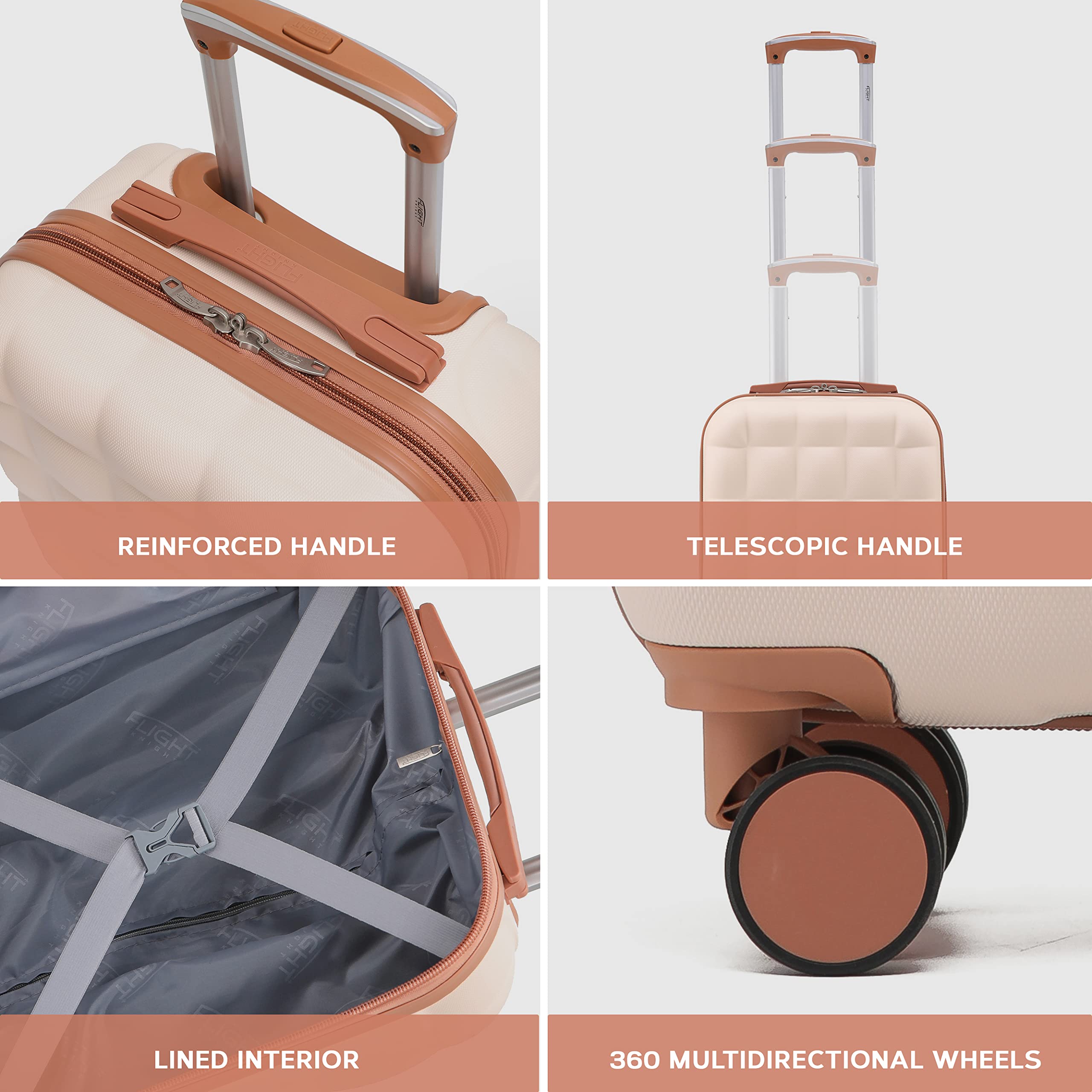 Flight Knight Bubble Suitcase - Ryanair easyJet Jet2 Approved - 8 Wheel Carry Cabin Hardcase 45x36x20cm