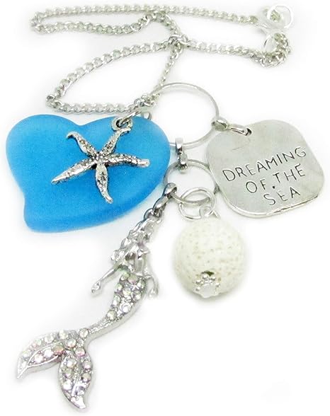 Car Rear View Mirror Charm - Sea Glass Rearview Hanger Diffuser - Adult Mermaid Gifts, for Mom