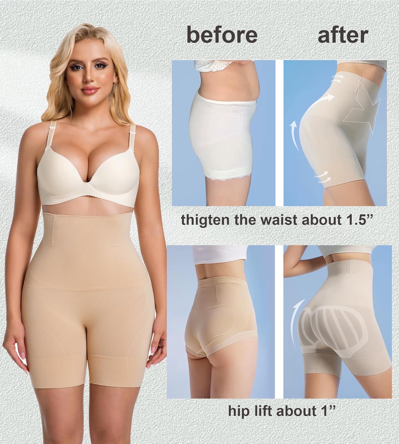 PRETTYWELL Shapewear Shorts for Women Tummy Control, Seamless Body Shaper High Waisted Girdle Butt Lifter Shorts - Image 5