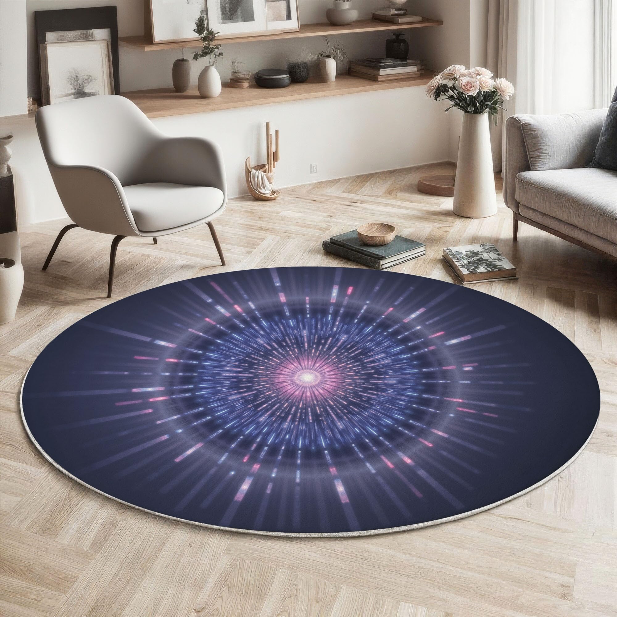 Tapis rond 60cm violet sous guérisseur pour sublimer votre coin salon
