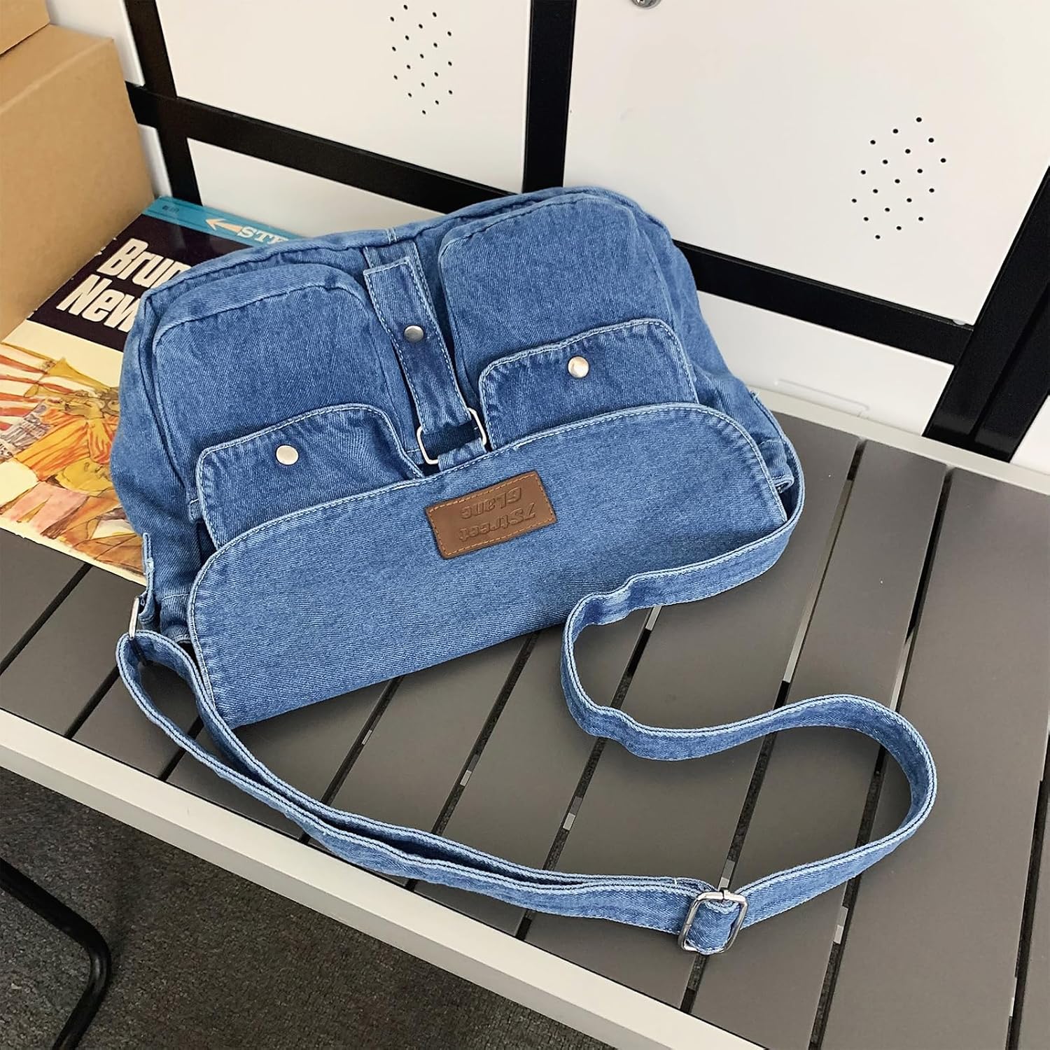 Denim Crossbody Bag Y2K Blue Jean Purses for Women Denim Purses and Handbags (Light Blue) - Image 5