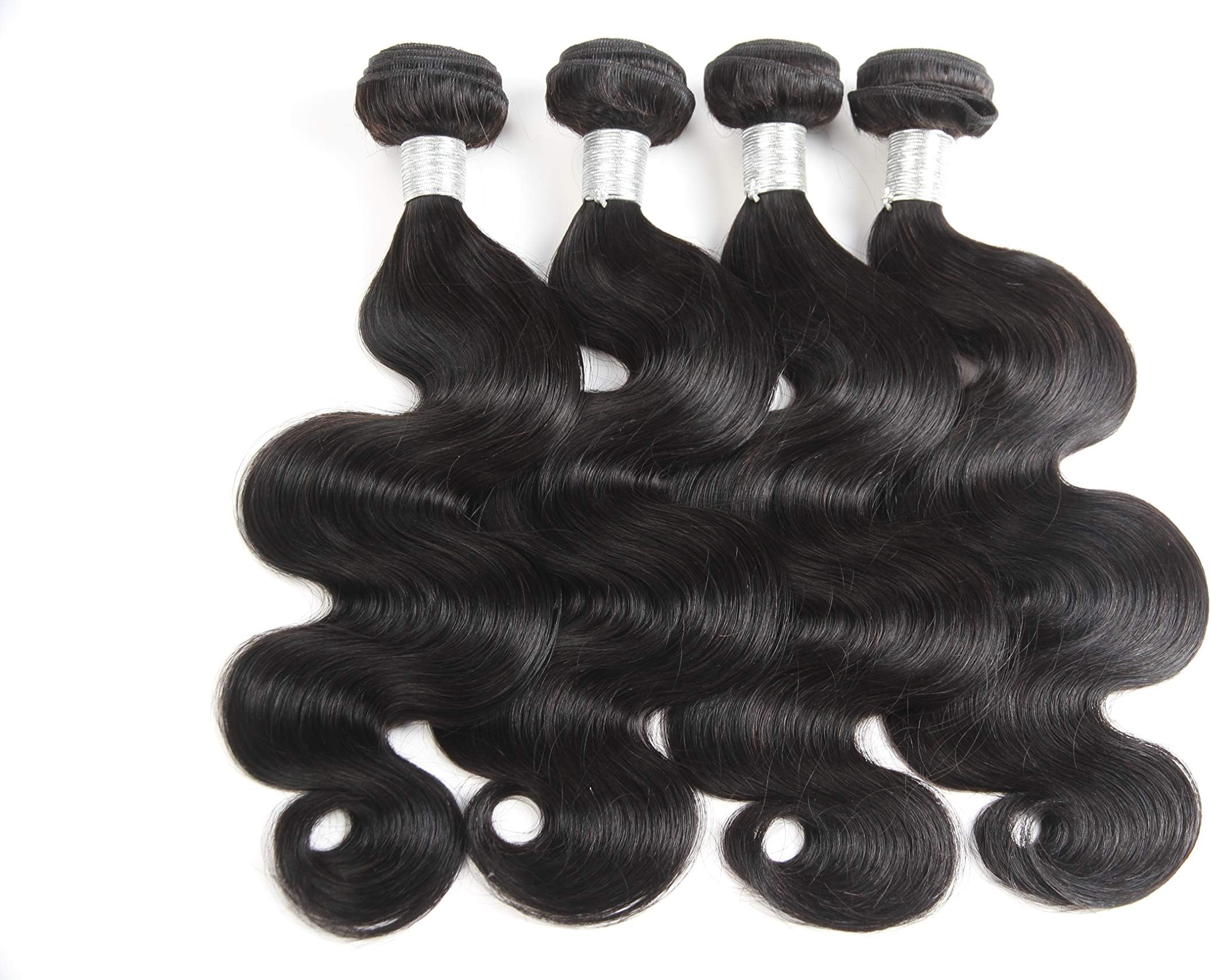 Finest Remy Big Sales 7A Brazilian Virgin Body Wave Human Hair 4 Bundles 100% Unprocessed Double Weft Extensions (20/20/20/20 Inch, Natural Black)