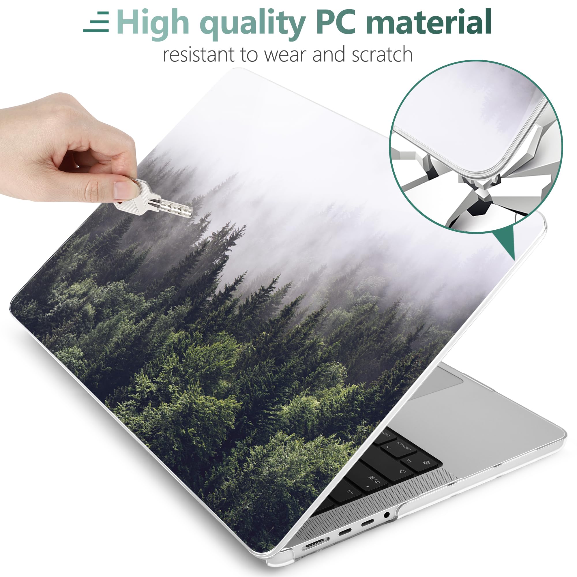 DONGKE Funda Compatible con MacBook Pro de 14 Pulgadas 2023 2022 2021 M2 A2779 M1 A2442 Pro/MAX, Funda rígida de plástico para MacBook Pro de 14 Pulgadas con Pantalla Retina XDR e ID táctil, Bosque