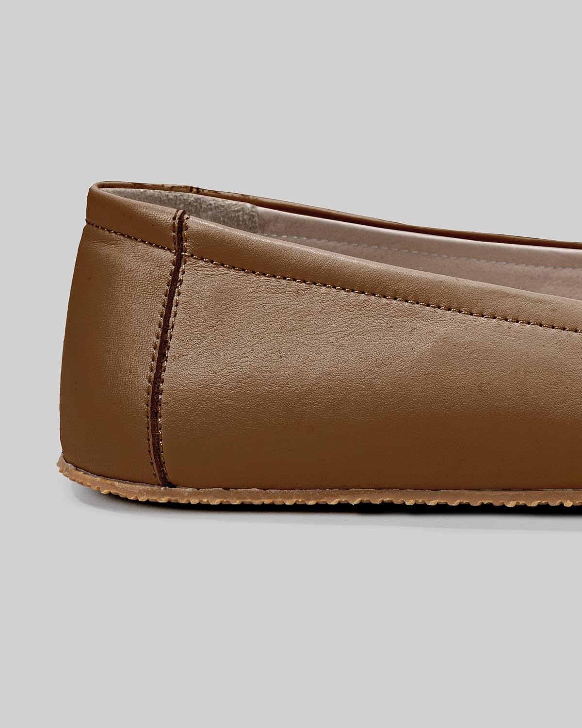 Tulip Dark Tan Color Artisan Handcrafted Genuine Leather Zero Drop Barefoot Flat Ballet Shoes for Women Wide Toe Box Flexible Sole Lightweight Breathable Eco-Friendly Grounding Minimalist Shoes