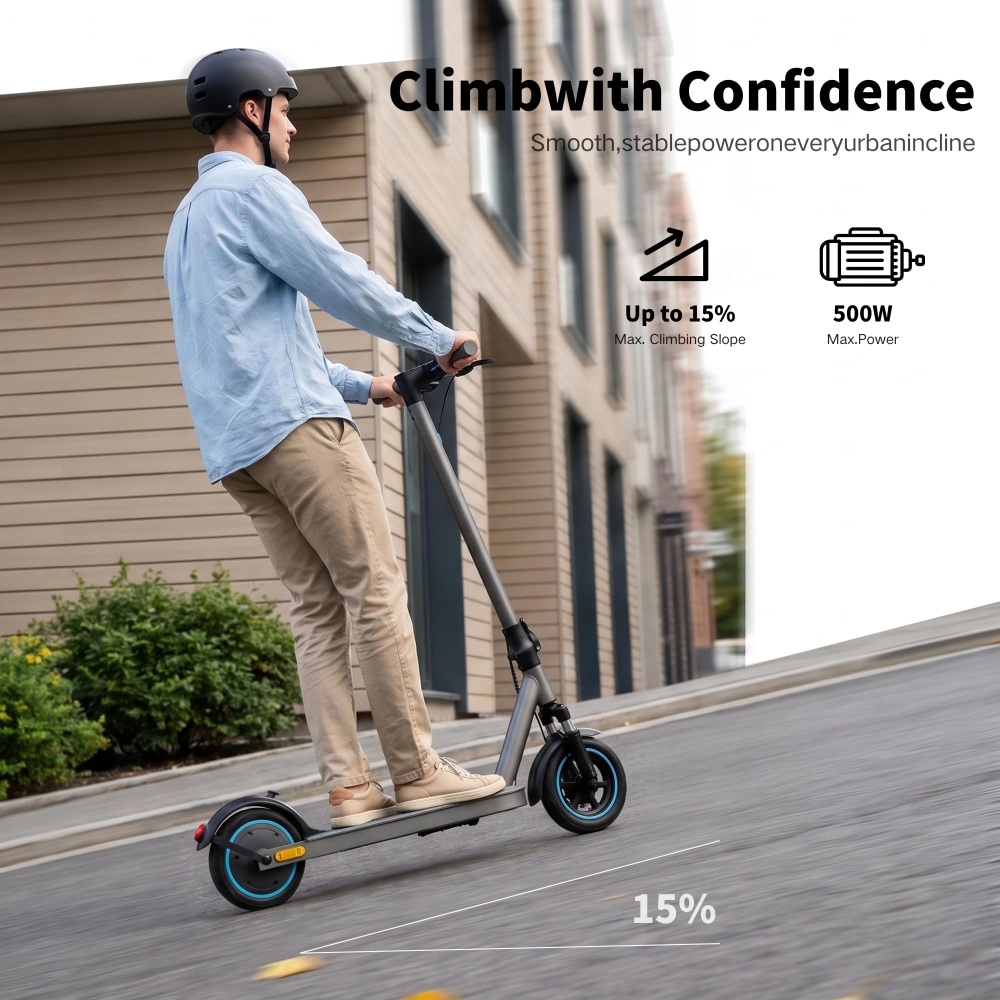 QnQ Trottinette Électriques Adulte Antivol, Moteur 500W/1500W, 8.5'' Pneu Anti-crevaison, Batterie 10.4AH, autonomie de 20 à 35 km, 3 Modes, Maximum 25km/h, Double Frein, Double Amortisseur, APP