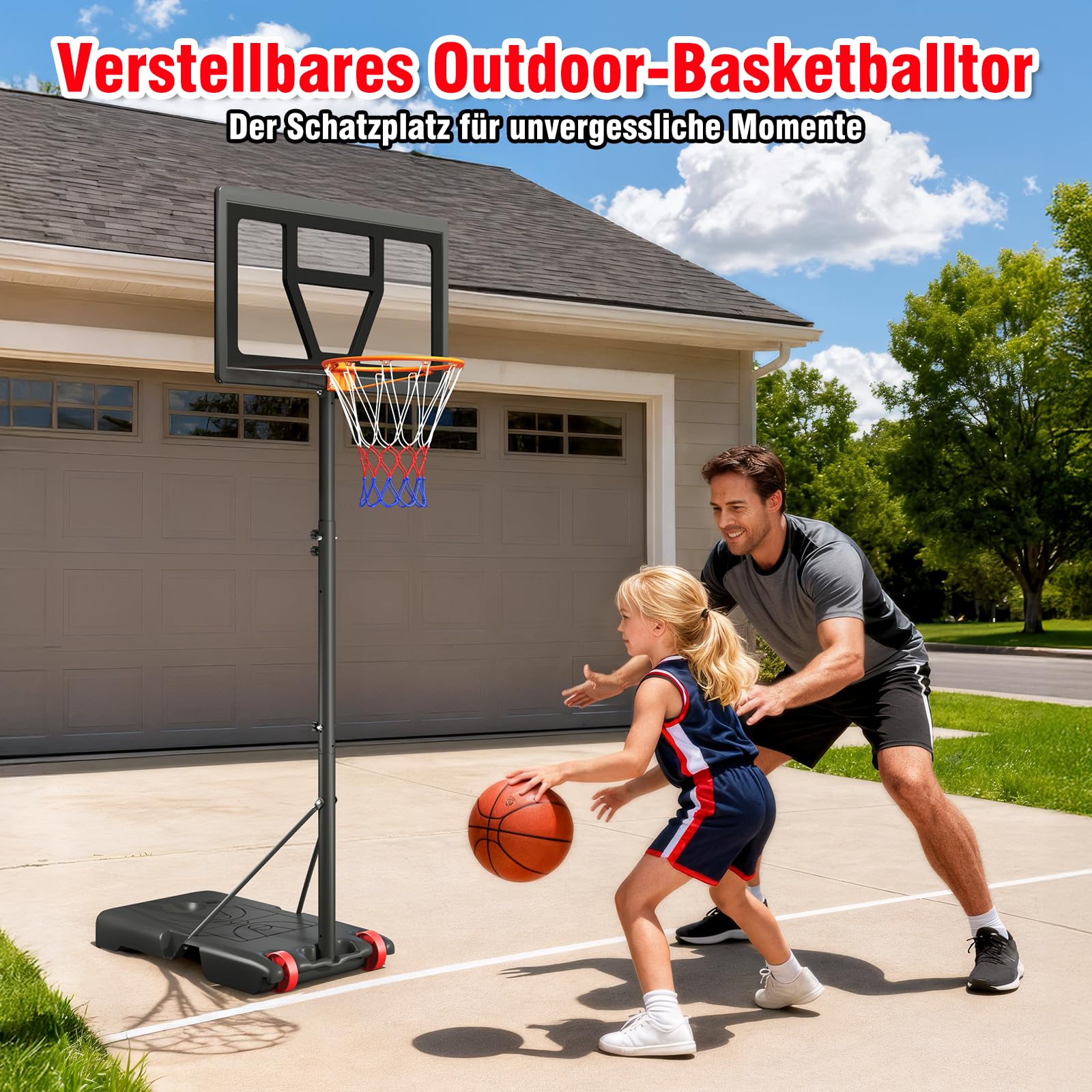 Dripex Basketballkorb Outdoor Kinder, Basketballkörbe mit Ständer Höhenverstellbar 3-7 FT