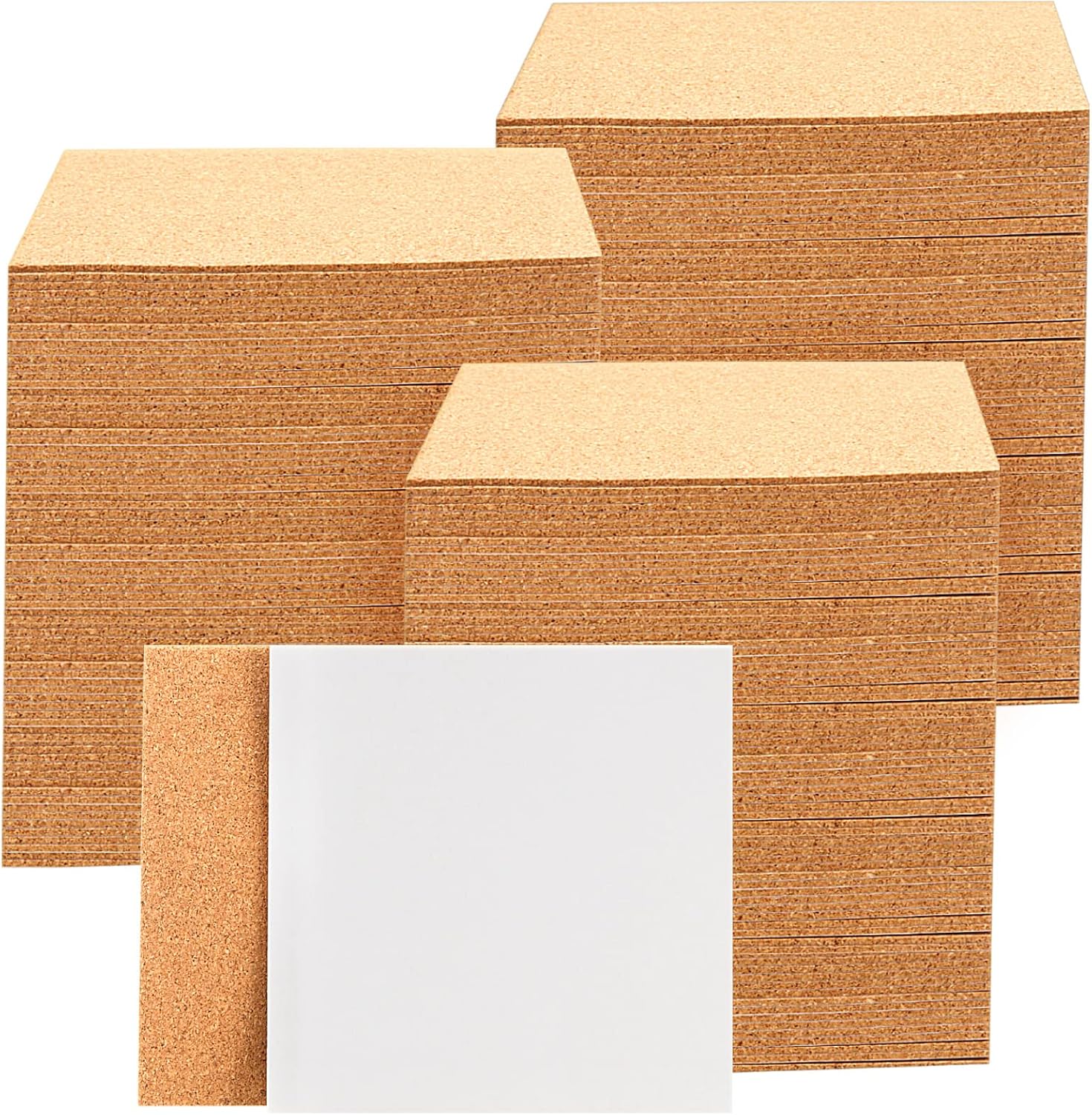 200 Pcs 4X4 Inches Self Adhesive Cork Sheets, 2 mm Thick Sticky Back Corks Square Cork Backing for Tiles, Coasters and DIY Crafts