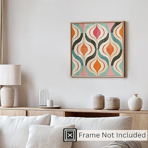 Miniatura 4 de Ethan Taylor Abstract Wall Art Prints Unframed Square Posters 'Retro 70s Hippie Groovy Pattern VI' Retro Home Décor for Living Room, Bedroom,