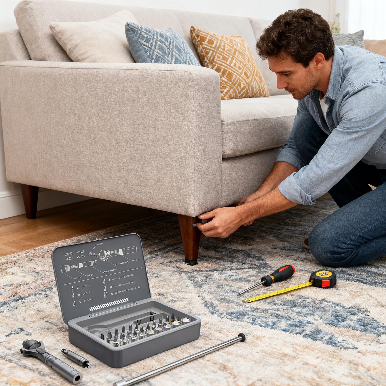 Kit Cacciaviti A Cricchetto Ergonomico Multifunzione Portatile 40-In-1 | Kit Di Punte Multifunzione Per Casa, Riparazioni, Meccanica, Elettronica, Edilizia, Falegnameria, Idraulica