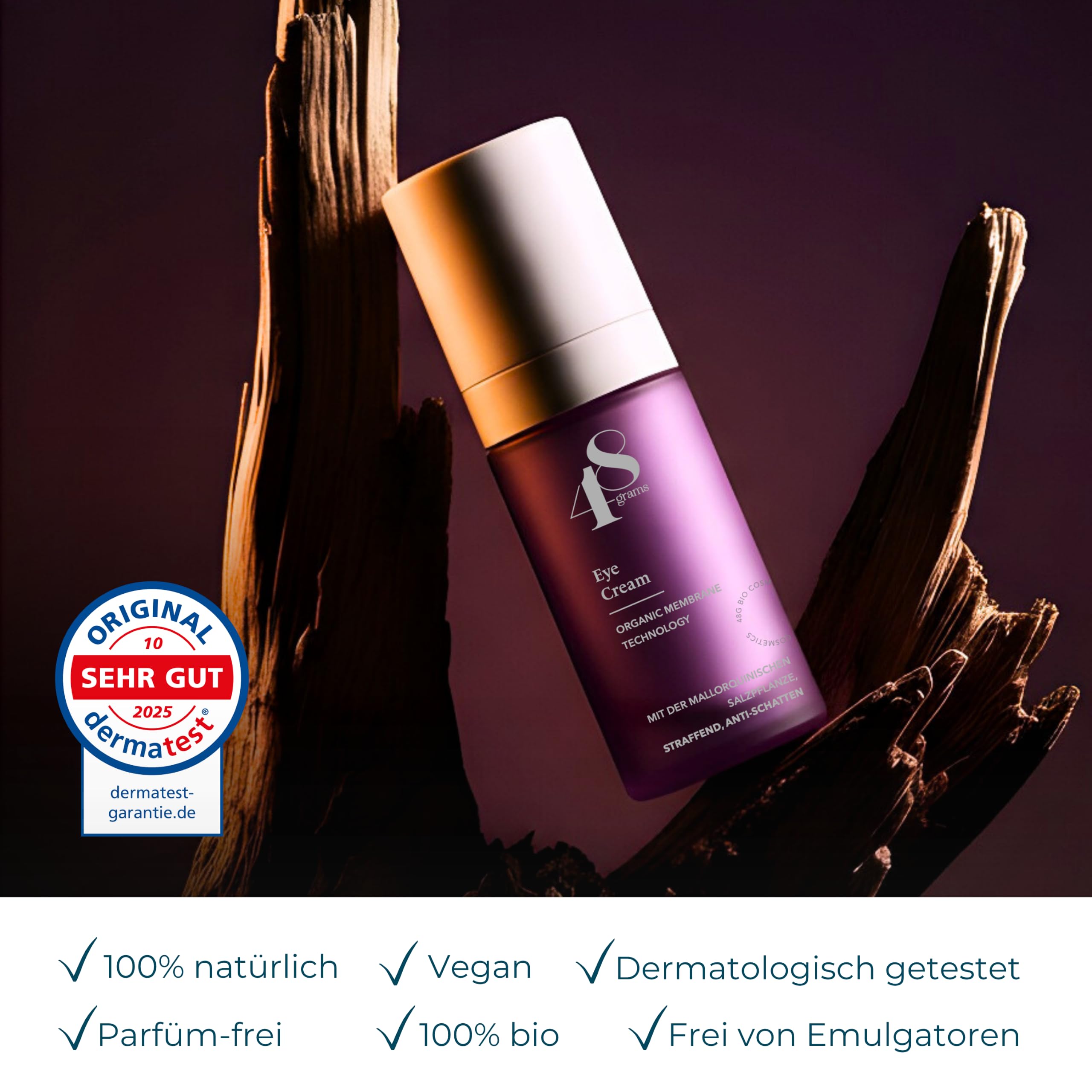 Eye Cream - Augencreme mit Bacillus Ferment - mit Shea Butter und Aloe - wirkt gegen geschwollene Augen, gegen Tränensäcke, gegen Falten - ohne Parabene, ohne Alkohol