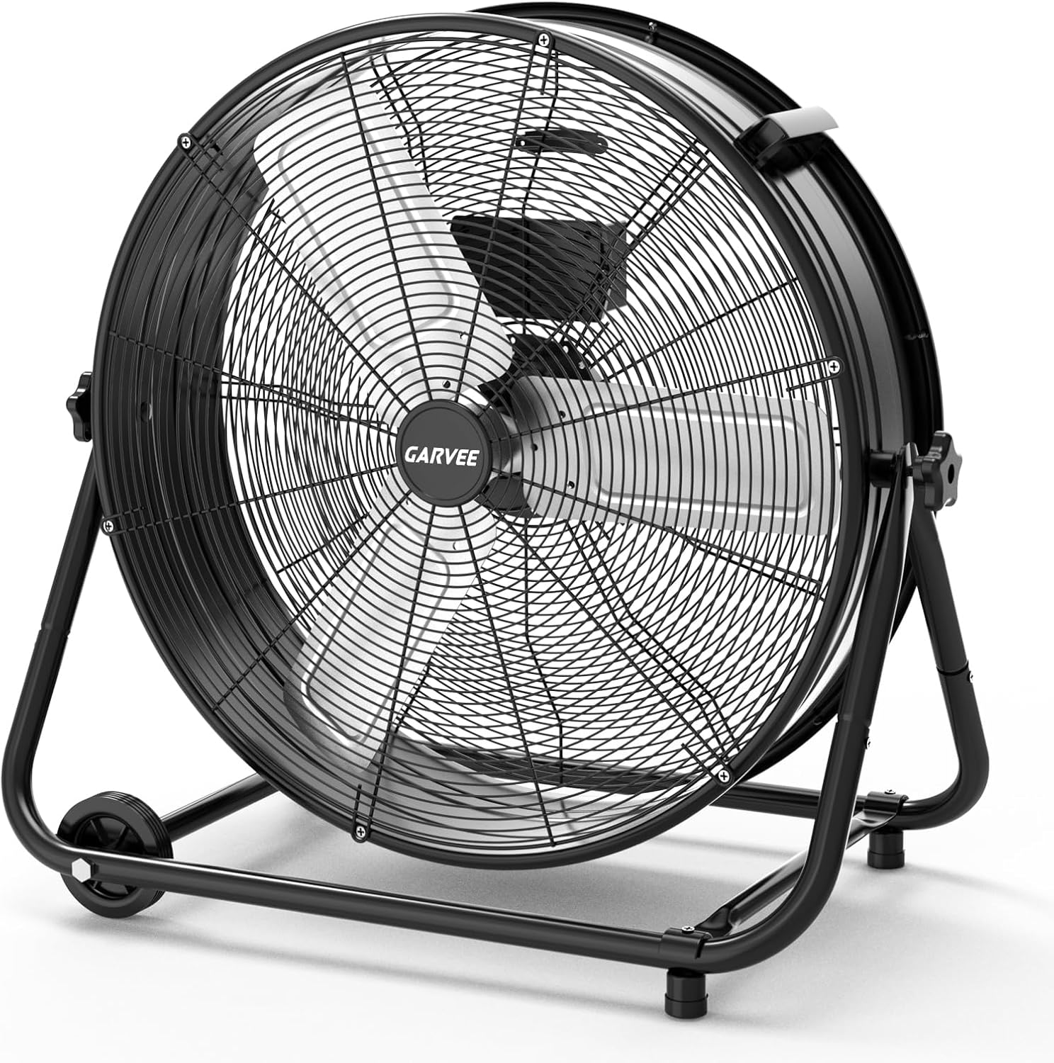 Garvee 24 in Industrial Floor Fan, 3 Speed High Velocity Drum Fan, Heavy Duty Metal Floor Fan Barrel Fan for Commercial, Workshop, Patio, Warehouse, Factory, Garage