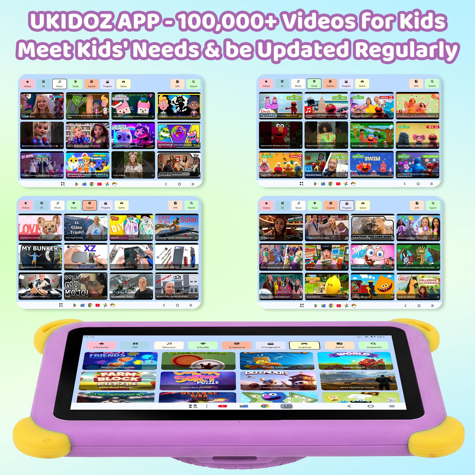 Kids Tablet 7 inch Android 15 Tablet for Kids, 20GB+64GB (TF 1TB), Android Tablet with Parental Control, AI Dual Cam & Learning, WiFi 6/BT 5.3, Widevine L1, Kid Tablet with Protective Case - Purple - 4