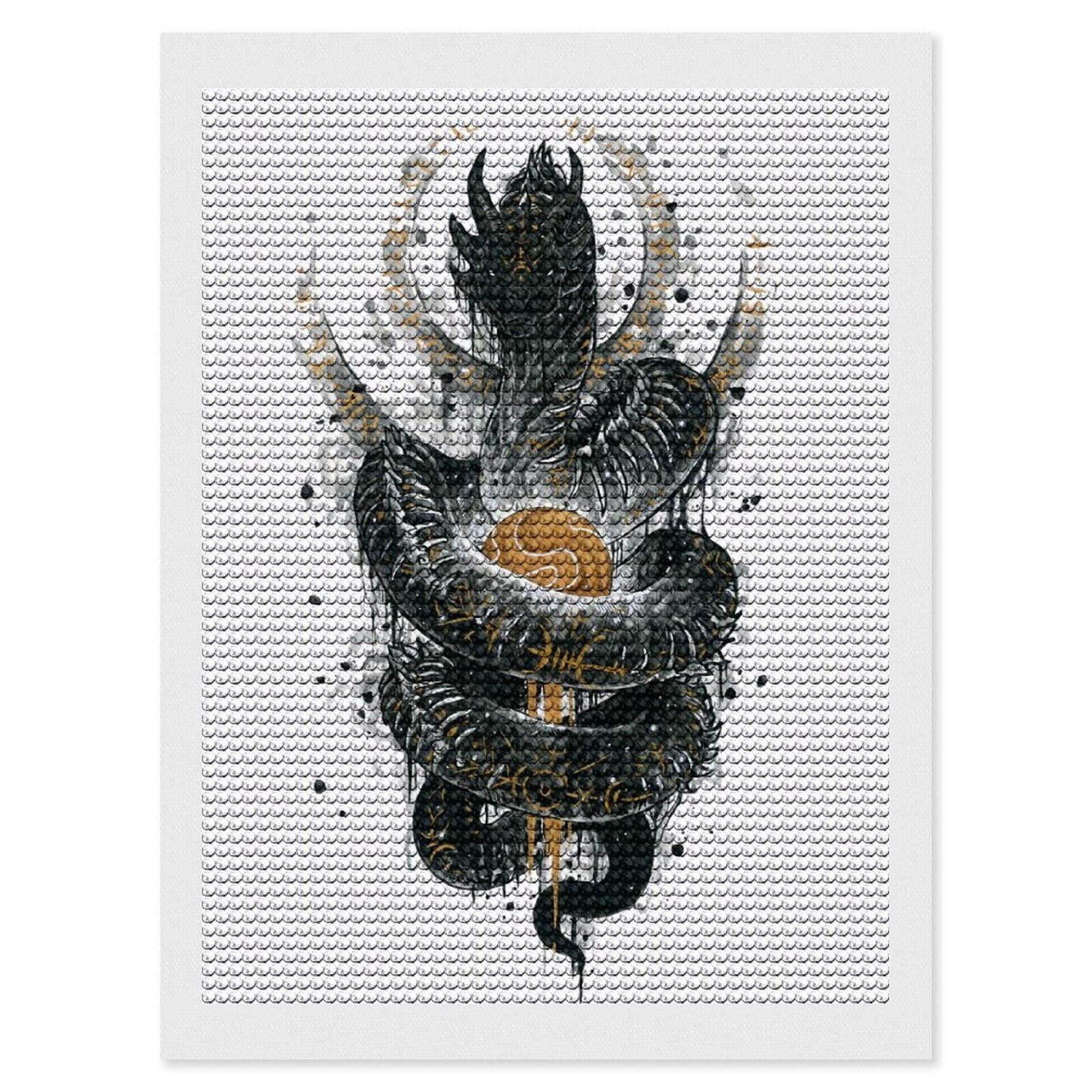 Junmoney Jormungandr Diamond Painting Canvas Set 12"x16", Boho Decor, for Craft Lovers, Easy Handmade Project, Holiday Gift Idea