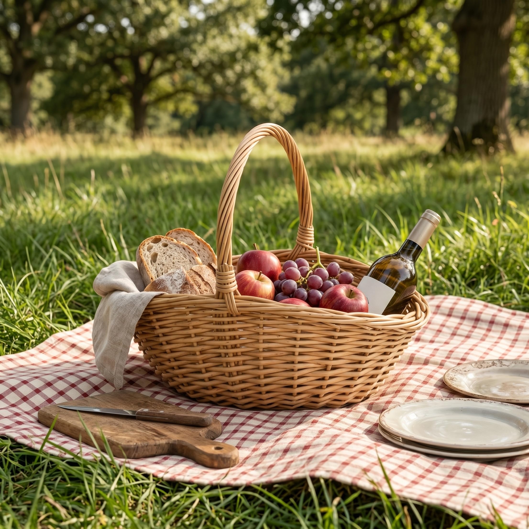 Cestini da picnic in vimini, cestino in vimini di salice naturale con manico per frutta, deposito da campeggio all'aperto, piccolo
