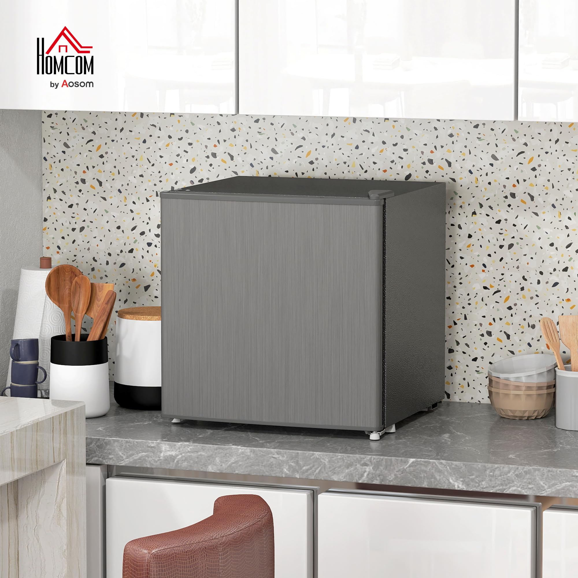 HOMCOM Minicongelador 35 L congelador cajón eléctrico independiente 161 W minicongelador mini frigorífico 41dB -14 a -24℃ Control de temperatura en 5 etapas 47 x 44,2 x 48,8 cm Gris