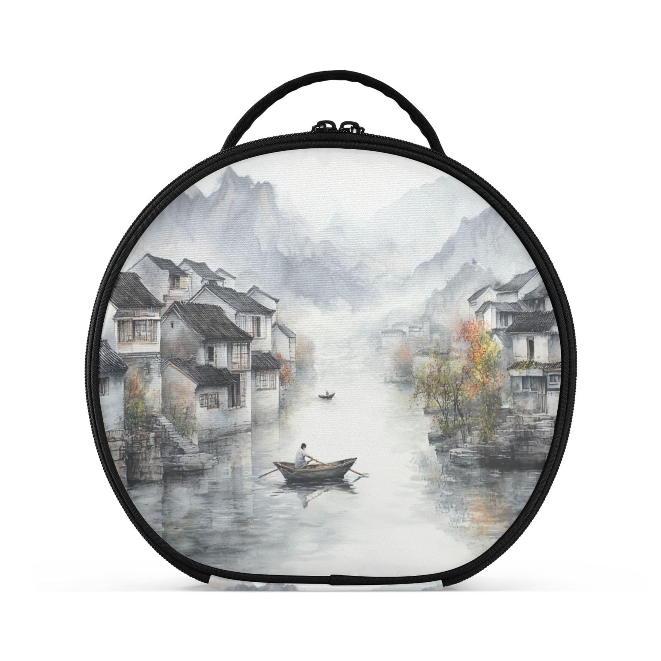 Takiito Ink Painting Travel Makeup Case Portable Makeup Box Artist Cosmetic Case Organizer With Adjustable Dividers