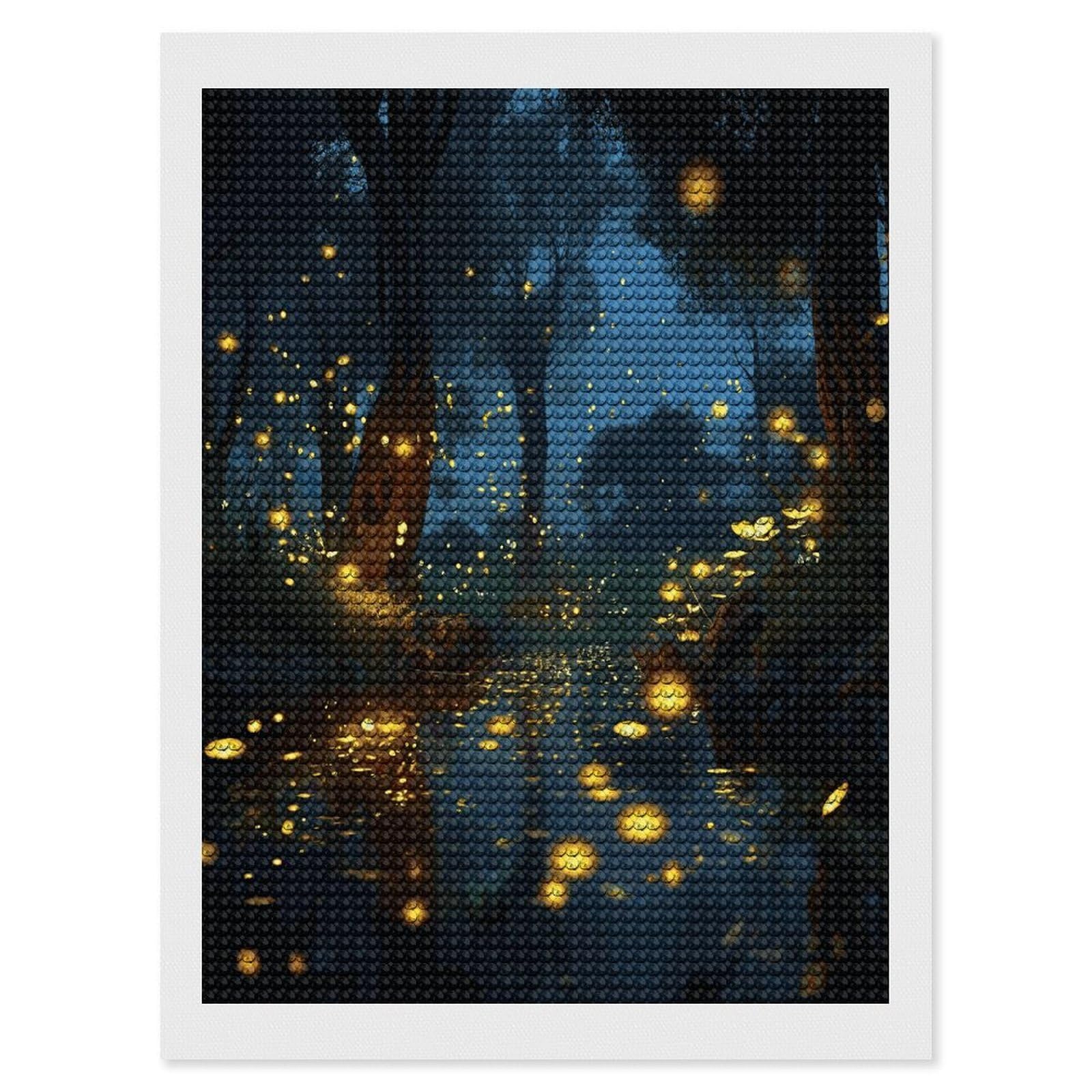 Fireflies Diamond Art Kits for Adult Round Full Drill Diamond Dots Paintings for Beginner Picture Art DIY Diamond Painting Kits 5D Diamond Art Painting for Home Wall Decor 12"x16"